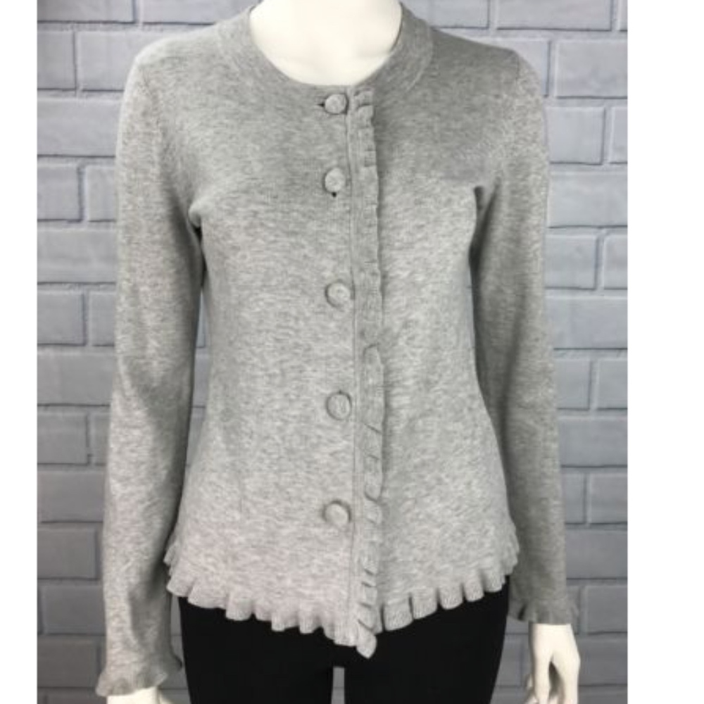Tommy Hilfiger Gray Cardi Size Medium Pima Cotton